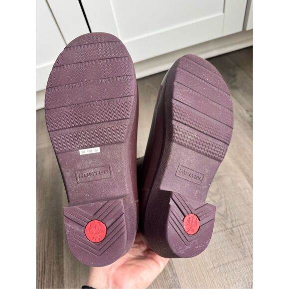 HUNTER Refined Low Heel Ankle Matt Boot Oxblood Size 5 Rainboots - Picture 8 of 10